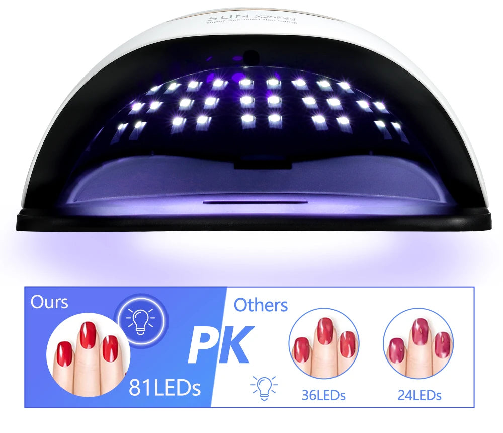 LED Nail Lamp 380W for Gel Nails Fast Curing Dryer with 81 LEDS 4 Timers Professional UV Light for Home Salon Nail Art Tools