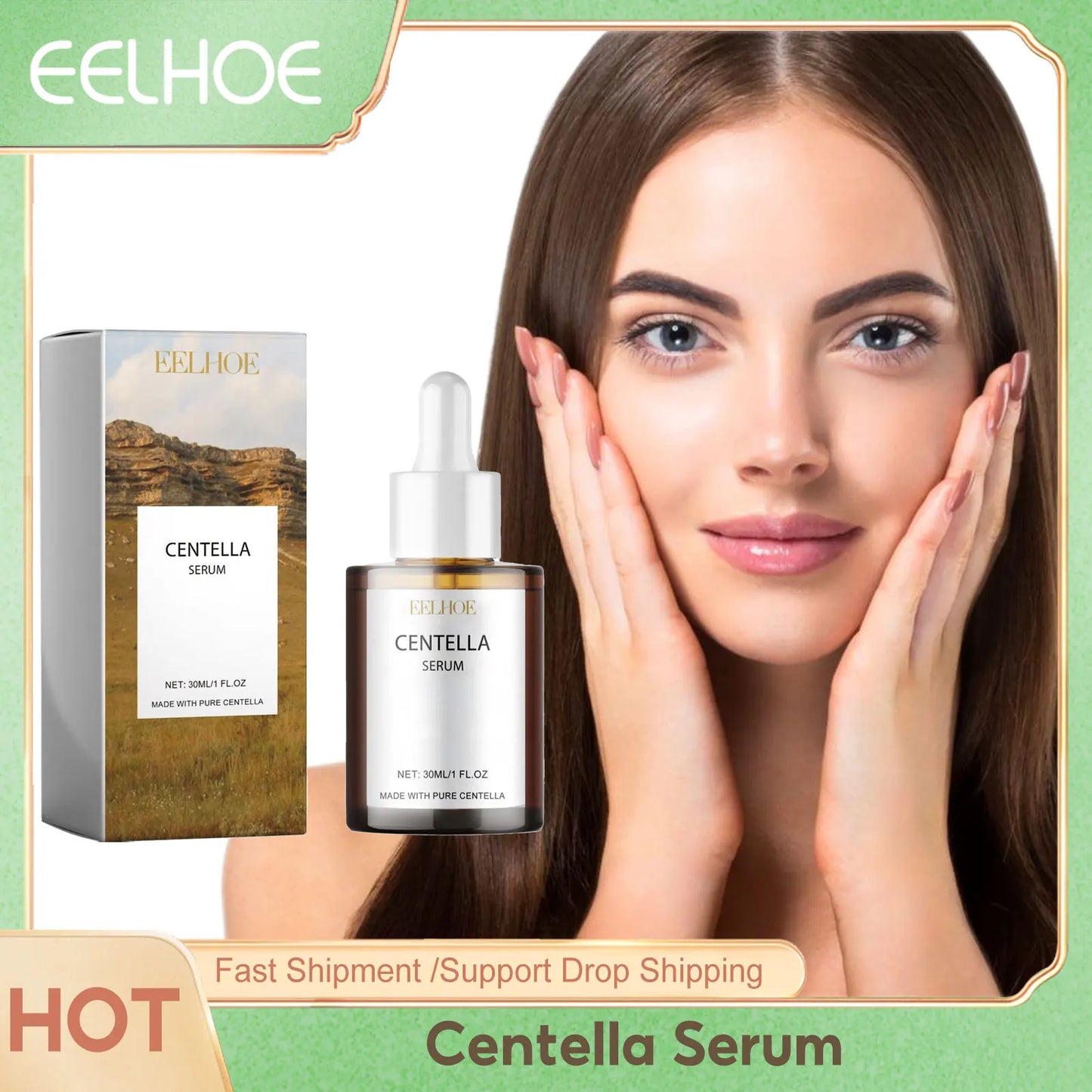 EELHOE Centella Serum Deep Facial Repairing Facial Pore Repairing Moisturizing Hyaluronic Acid Firming Fine L-ines Essence 30ml