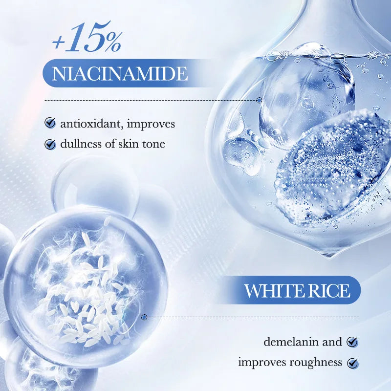 White Rice Niacinamide Serum Face Skin Brightening Moisturizer Hyaluronic Acid Korean Skin Care Product 50ML