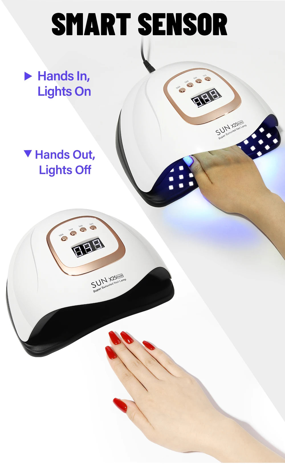 LED Nail Lamp 380W for Gel Nails Fast Curing Dryer with 81 LEDS 4 Timers Professional UV Light for Home Salon Nail Art Tools