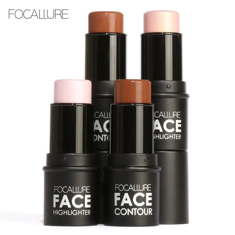 Focallure 4 Colors Highlighter Stick Silky Texture Face Contour Stick Natural Illuminate Makeup Bronzer Highlight Shaded Bar