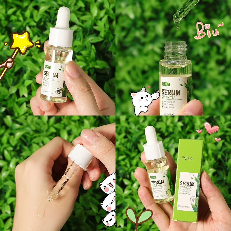 LAIKOU Green Tea Face Serum Oil-control Anti-Aging Shrink Pores Acne Treatment Whitening Moisturizing Tea Tree Essence Skin Care