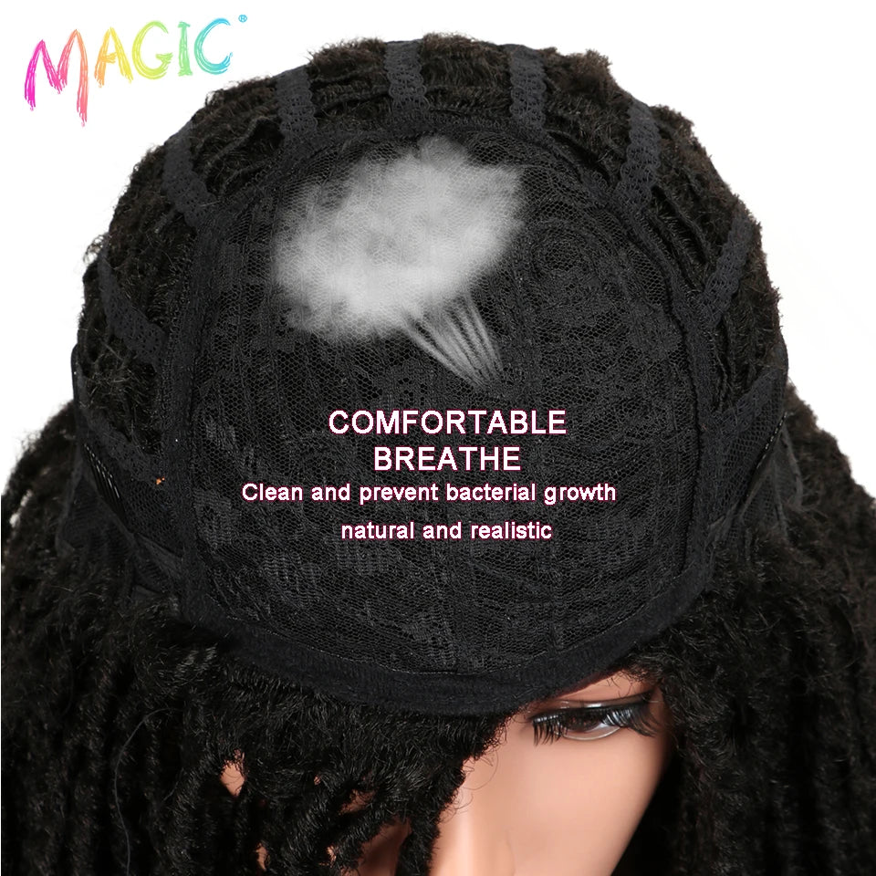 MAGIC Hair 22 Inch Synthetic wigs Dreadlocks Braid Hair Synthetic Dreads Braiding wigs Extension Brown Braids Faux Locs Hair