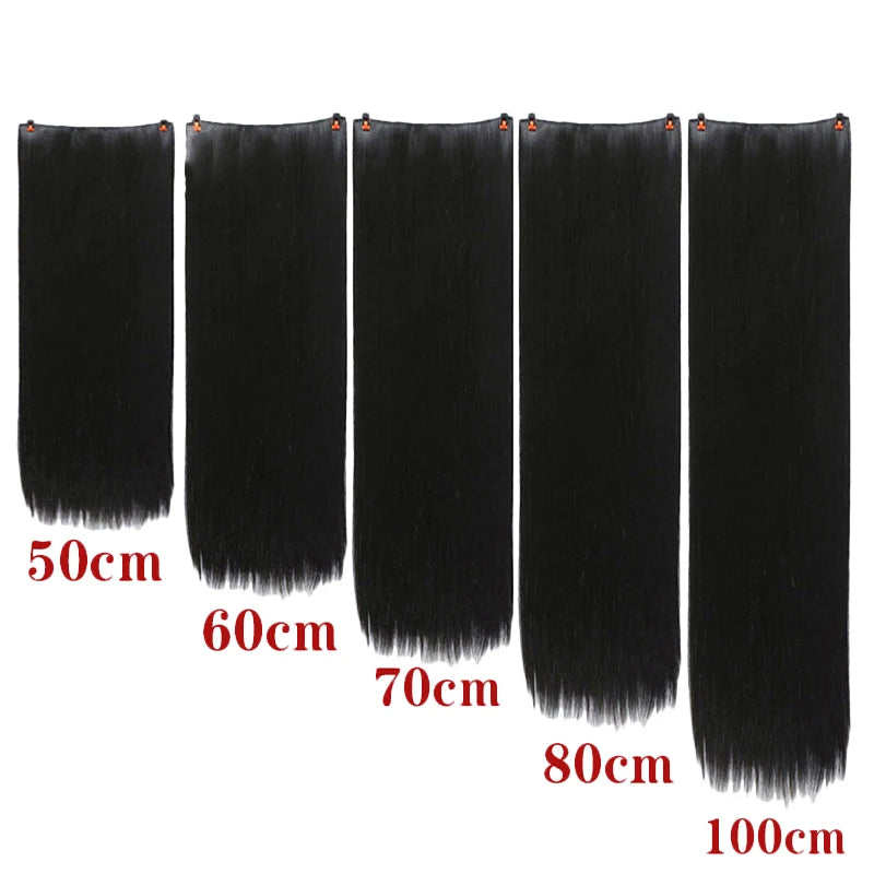 SHANGKE Synthetic 40-Inch Clip In One Piece Hair extension Heat-Resistant Fiber Fake Hair Wig Long Hairpiece with five clips