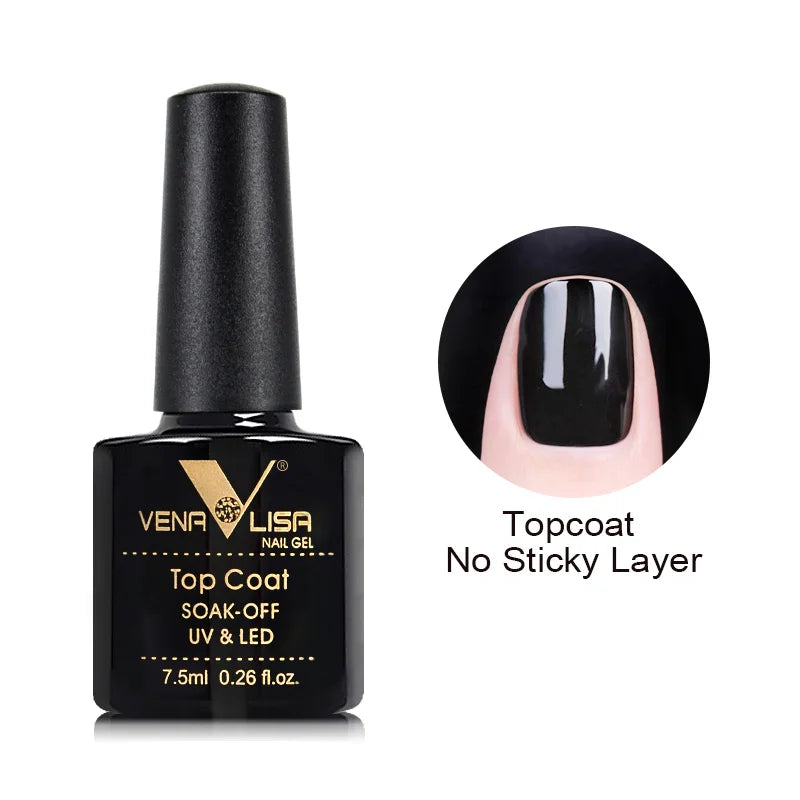 Hot Sell Venalisa Nail Art 7.5ml Tempered Top Coat Matt Top Primer Base Coat Color Gel Nail Polish UV Gel Soak Off Manicure