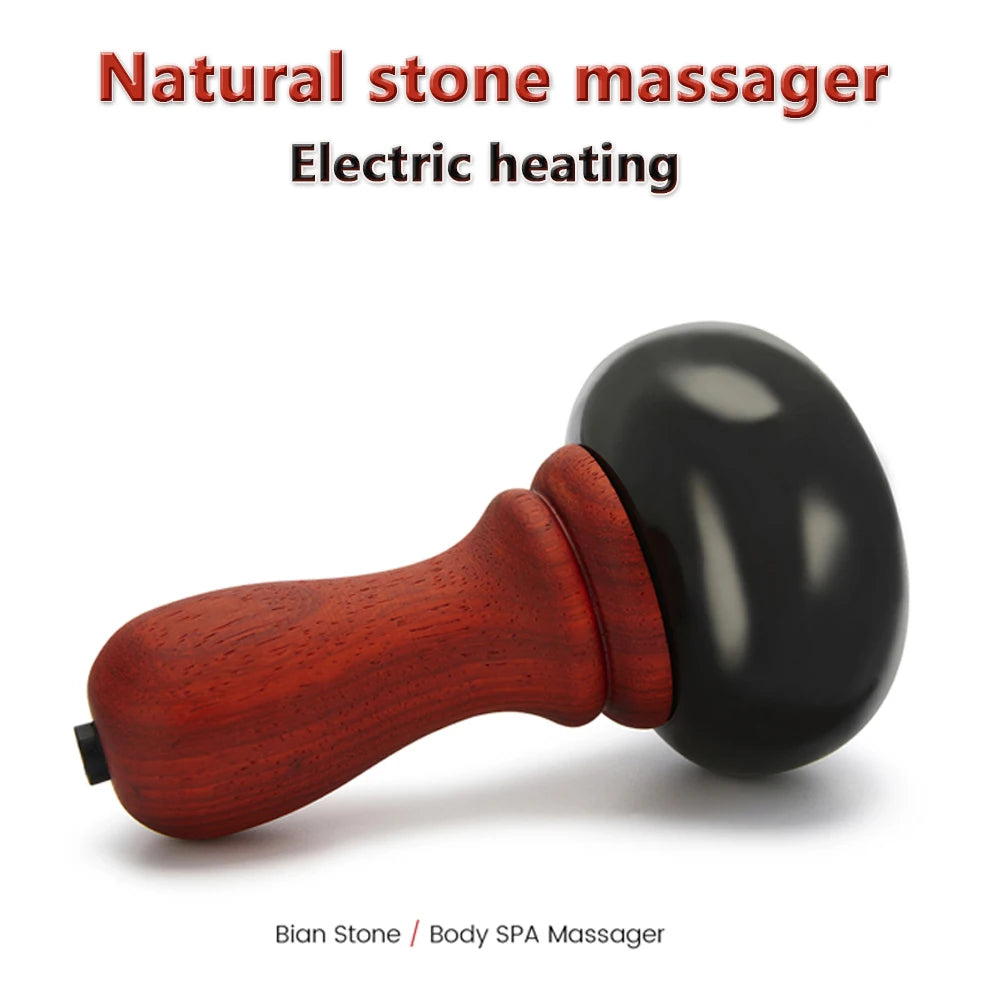 Hot Stone Electric GuaSha Massager Natural Stone Needle Skin Scraping Back Neck Face Massage Relax Muscles Skin Lift Care Spa