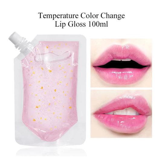 DIY Clear Lip Gloss Base Oil Color Change Lip Gloss with Gold Foil Moisturizing Lipstick Material Gel For Lip Gloss Base 100ml