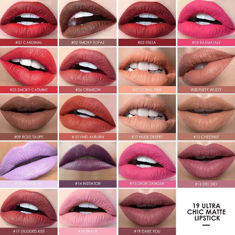 Focallure Matte Lipstick 19 Colors Waterproof Matte Lipsticks Soft Texture Lip Stick Cosmetic Sext Red Nude Lip Makeup Batom