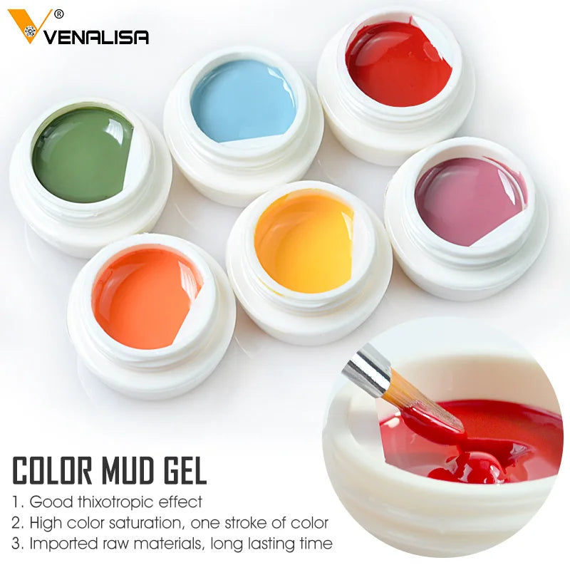 Venalisa Gel Nail Painting Solid Creamy Gel Nail Manicure 60 Color UV LED Soak Off Paint Gel Ink UV Gel Nail Polishes Lacquer