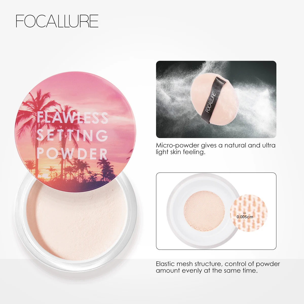 FOCALLURE 4 Colors Matte Loose Powder Waterproof Oil-control Minerals Makeup Setting Powder Finish Face Cosmetics for Women