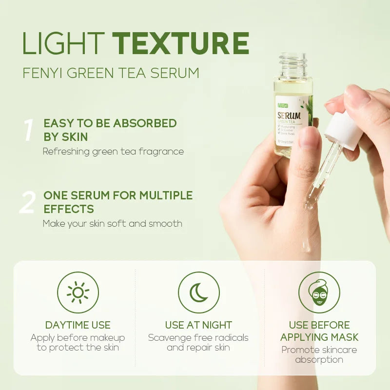 LAIKOU Green Tea Face Serum Oil-control Anti-Aging Shrink Pores Acne Treatment Whitening Moisturizing Tea Tree Essence Skin Care