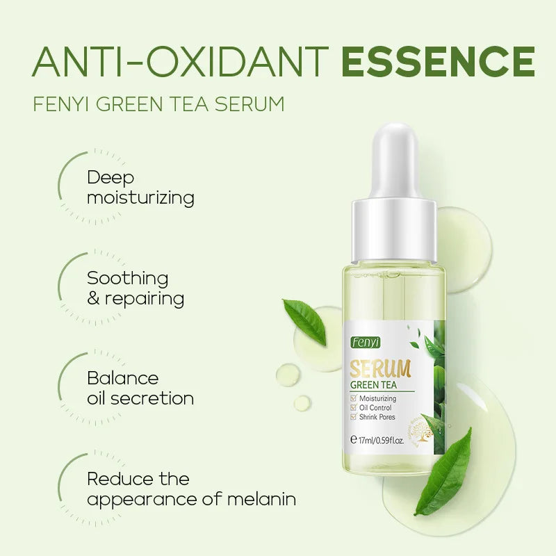 LAIKOU Green Tea Face Serum Oil-control Anti-Aging Shrink Pores Acne Treatment Whitening Moisturizing Tea Tree Essence Skin Care