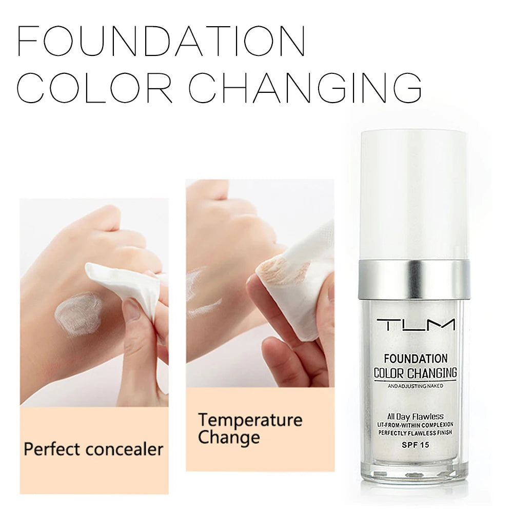 Color Changing Foundation Oil-Control Face Cover Concealer Makeup TLM Liquid Hydrating Long Lasting Tone Foundation TUM