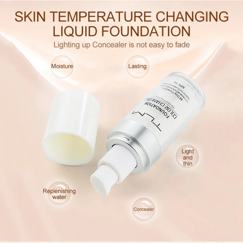 Color Changing Foundation Oil-Control Face Cover Concealer Makeup TLM Liquid Hydrating Long Lasting Tone Foundation TUM