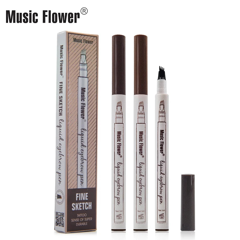 Music Flower Brand 4 Colors Eyebrow Pencil Fine Sketch Liquid Eyebrow Pen Waterproof Tattoo Super Durable Eye Brow eyebrow gel