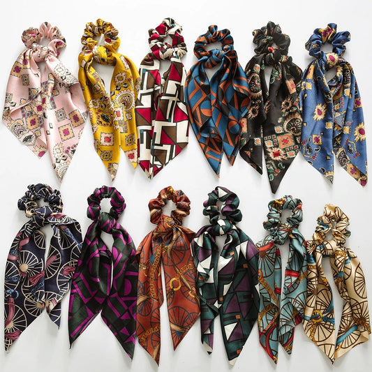 Fashion Floral Single Printed Scrunchie Elastic Hair Band For Women Hair Scarf Bows Rubber Ropes Girls Hair Ties Hair Accessory