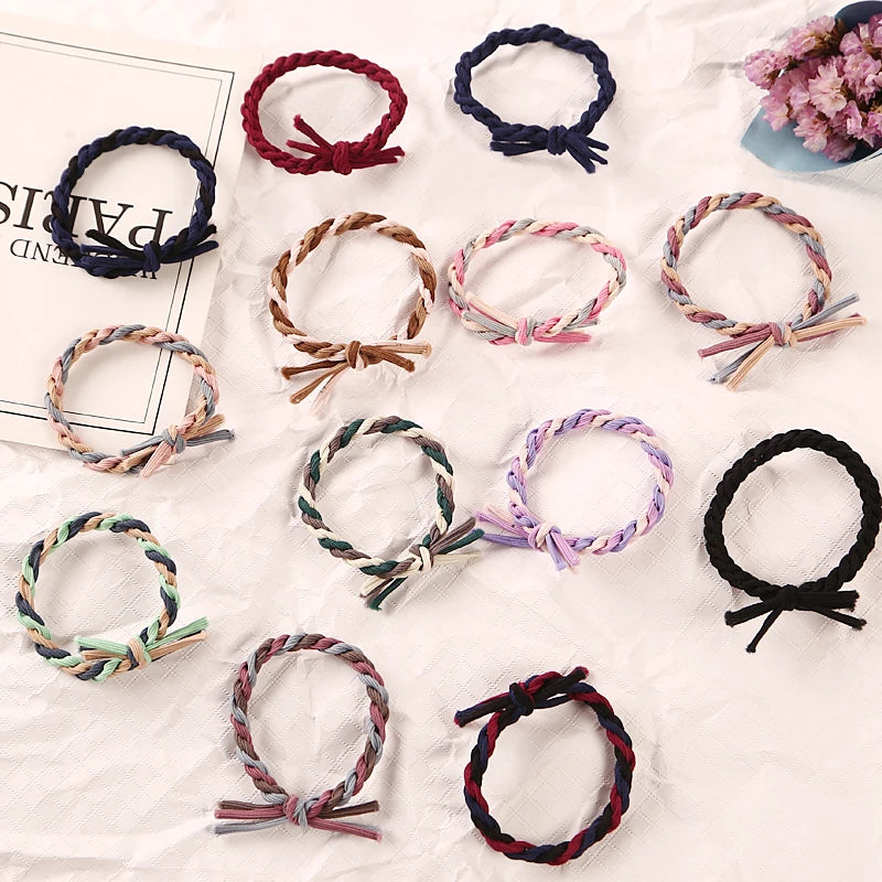 10pcs/Set Handmade Woven Colorful Elastic Hair Rope Ponytail Holders Hair Accessories Girl Women Rubber Band Tie Gum Headwear