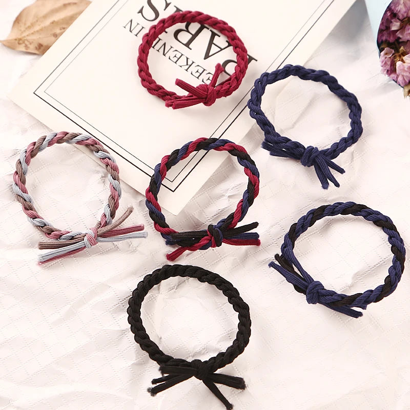 10pcs/Set Handmade Woven Colorful Elastic Hair Rope Ponytail Holders Hair Accessories Girl Women Rubber Band Tie Gum Headwear