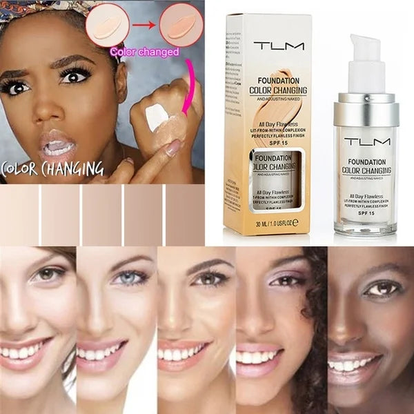 Color Changing Foundation Oil-Control Face Cover Concealer Makeup TLM Liquid Hydrating Long Lasting Tone Foundation TUM