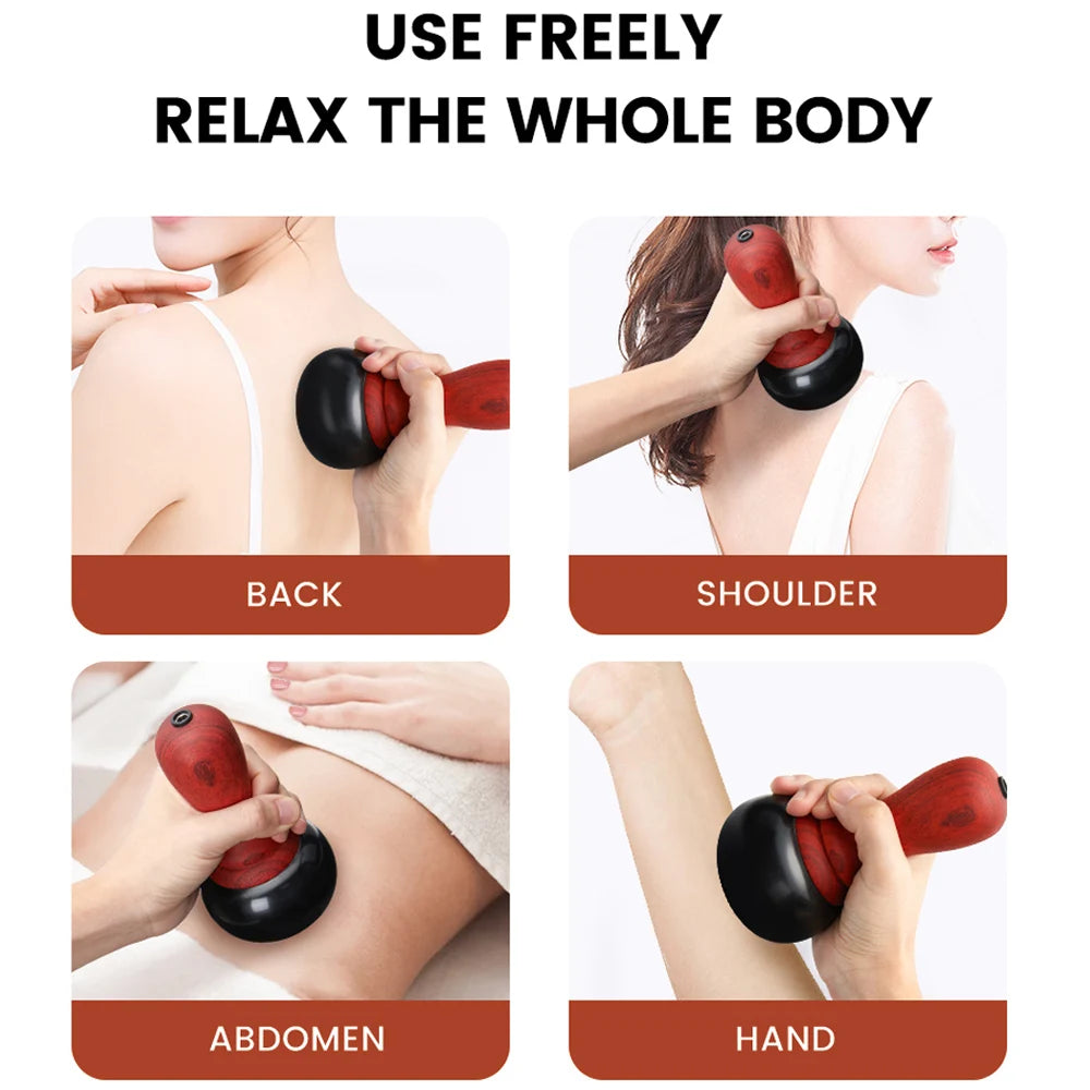 Hot Stone Electric GuaSha Massager Natural Stone Needle Skin Scraping Back Neck Face Massage Relax Muscles Skin Lift Care Spa