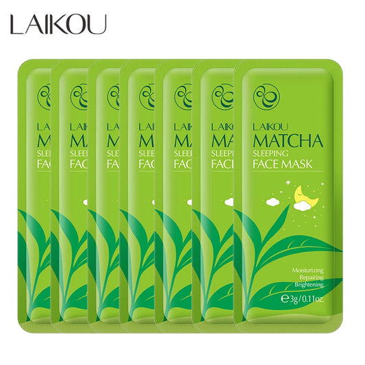 LAIKOU Matcha Face Mask Moisturizing Brighten Skin Sleeping Facial Mask Beauty Nourishing Oil Control Skin Care