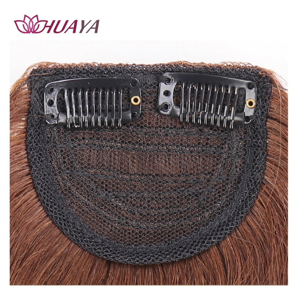 HUAYA Synthetic Hair Root Pads Invisible Pad High Straight Hair Clip in Hair Extension for Women Wig Fluffy Fake Hairpiece