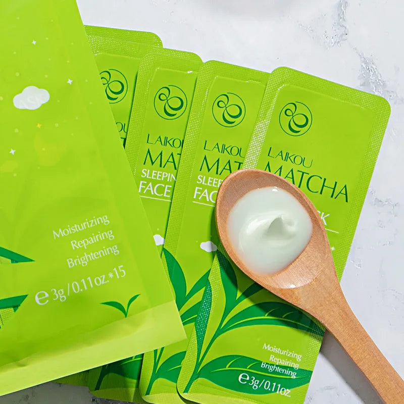 LAIKOU Matcha Face Mask Moisturizing Brighten Skin Sleeping Facial Mask Beauty Nourishing Oil Control Skin Care