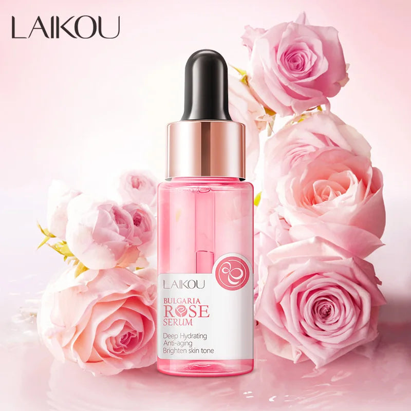 LAIKOU Bulgaria Rose Face Serum Deep Moisturizing Hydrating Anti Aging Brighten Skin Tone Remove Spots Shrink Pores Skin Care