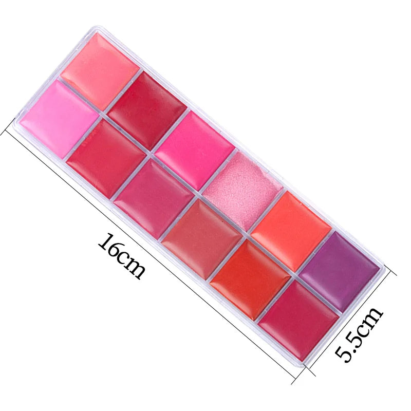 12 Color Lipsticks Palette Waterproof Long Lasting Pigment Shimmer Lip Gloss Professional Cosmetic Beauty Makeup