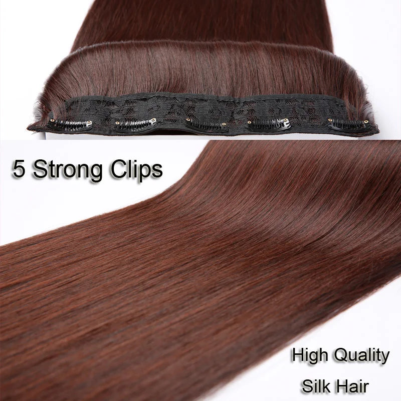 SHANGKE Synthetic 40-Inch Clip In One Piece Hair extension Heat-Resistant Fiber Fake Hair Wig Long Hairpiece with five clips