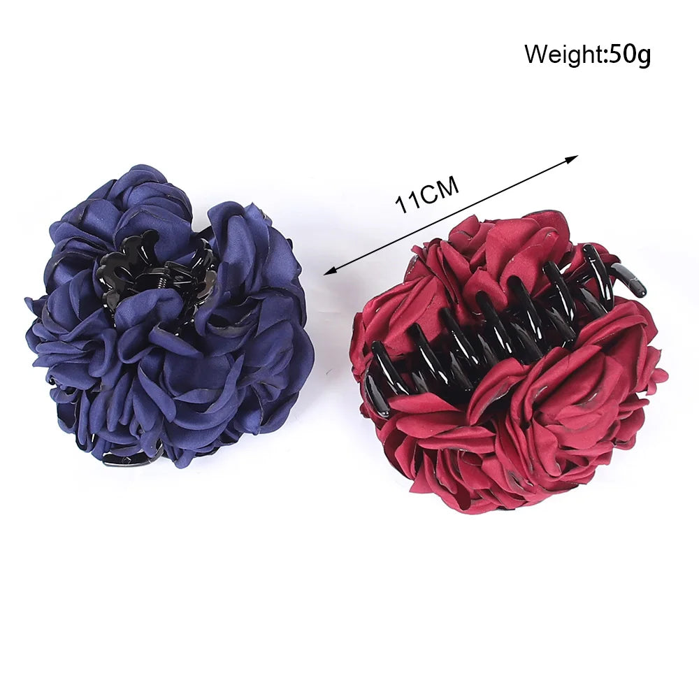 New Fabric Big Camellia Flower Hair Claw Clips Barrettes Women Girls 11CM Plastic Ponytail Holder Hair Clamps Hair Accessories