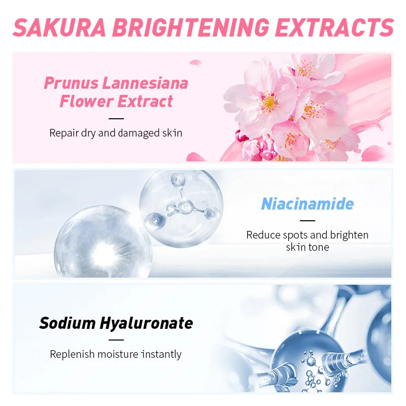 LAIKOU Cherry Blossoms Face Tonic Deep Moisturizing Oil-control Shrink Pores Makeup Water Skin Care Sakura Toner 100ml