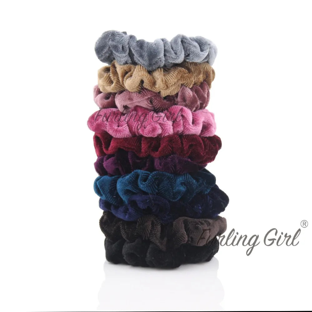 Furling Girl Pack of 10 Pieces Korean Velvet Hair Scrunchies Ponytail Holder Elastic Hair Bands for Women Hair Accessories