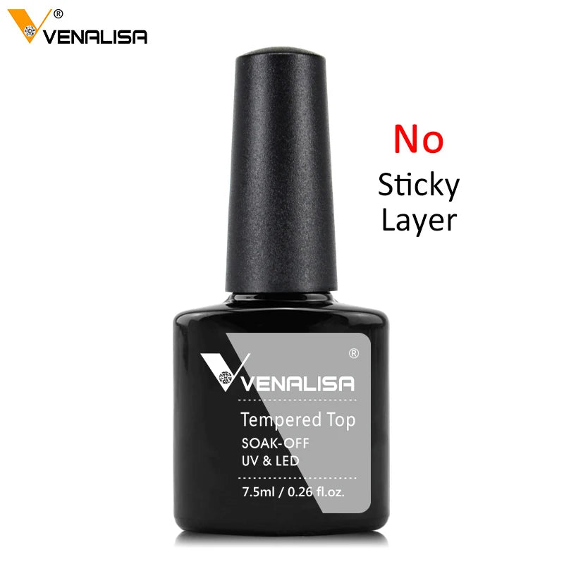 Hot Sell Venalisa Nail Art 7.5ml Tempered Top Coat Matt Top Primer Base Coat Color Gel Nail Polish UV Gel Soak Off Manicure