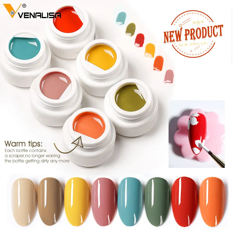 Venalisa Gel Nail Painting Solid Creamy Gel Nail Manicure 60 Color UV LED Soak Off Paint Gel Ink UV Gel Nail Polishes Lacquer