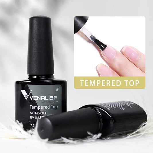 Hot Sell Venalisa Nail Art 7.5ml Tempered Top Coat Matt Top Primer Base Coat Color Gel Nail Polish UV Gel Soak Off Manicure