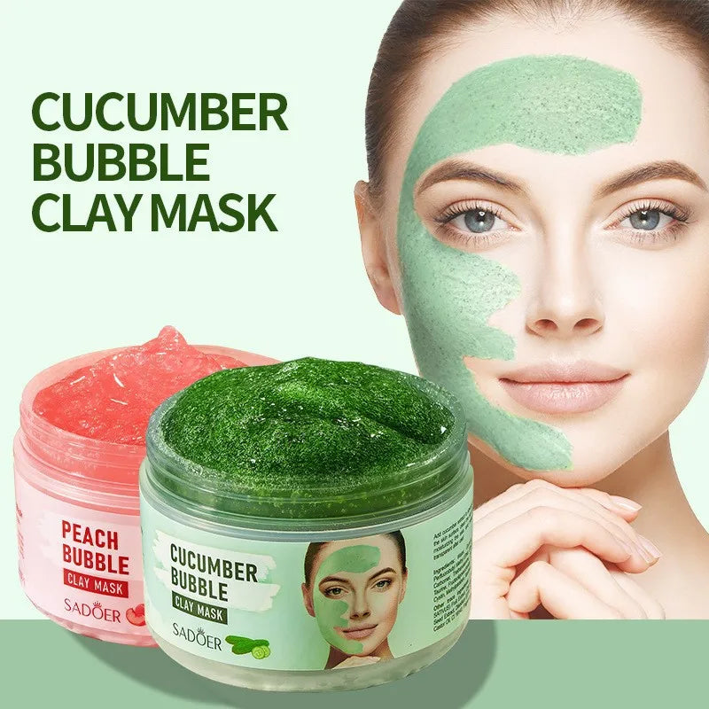 100g Peach Deep Cleansing Bubble Clay Facial Mask Remove Blackheads Oil Control Moisturizing Face Smooth Korean Skin Mud Masks