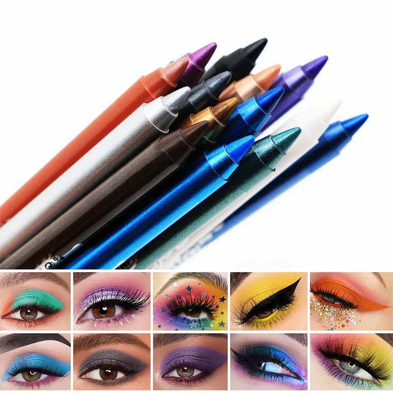 Quick-dry Eyeliner Pencil Colorful Long-lasting Eye Liner Pen Waterproof No Blooming Blue Pink Cosmetics Tools 14 Colors