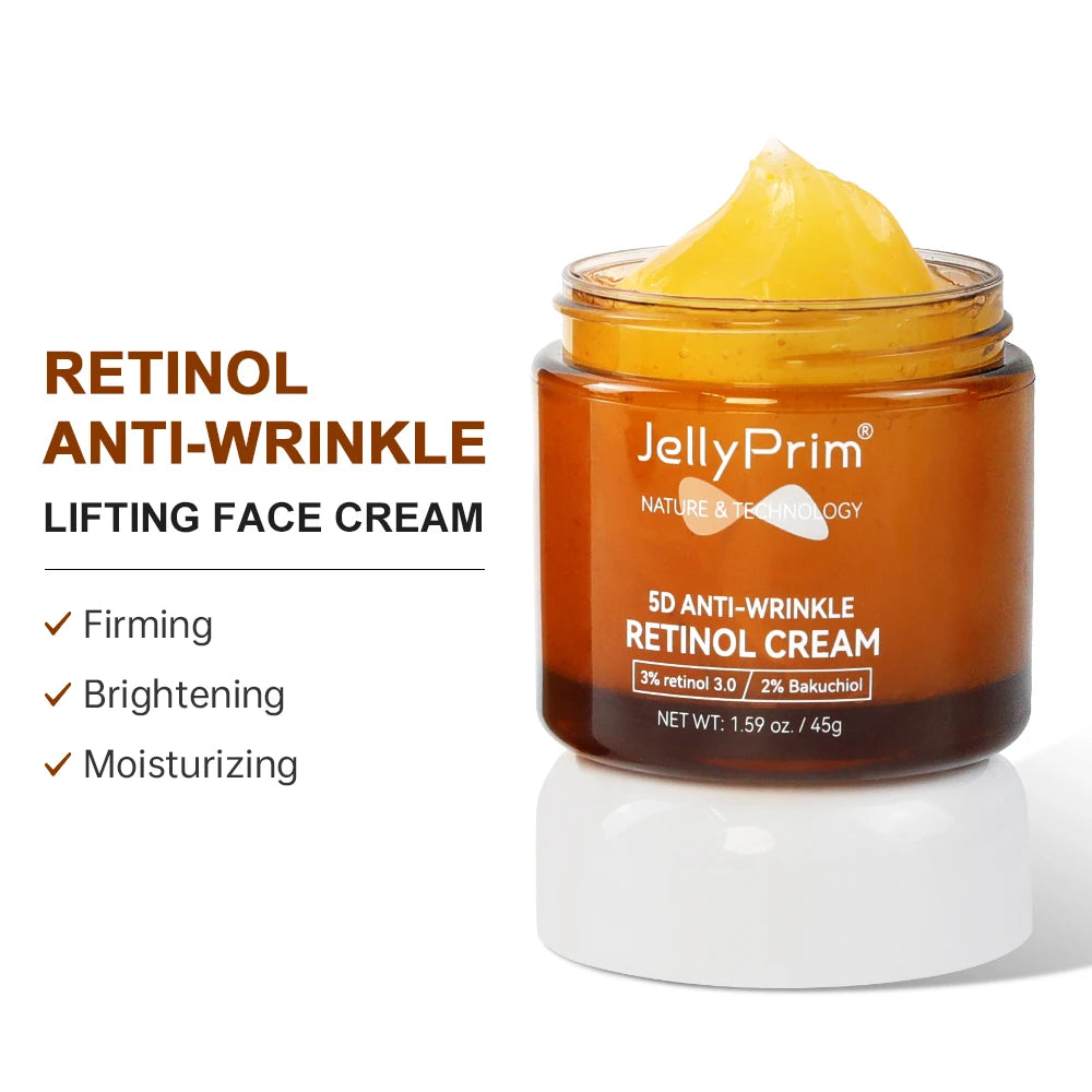 Retinol Anti Wrinkle Face Cream Vitamin E Neck Forehead Lines Lifting Hyaluronic Acid Moisturizing Facial Cream Skin Care 50g