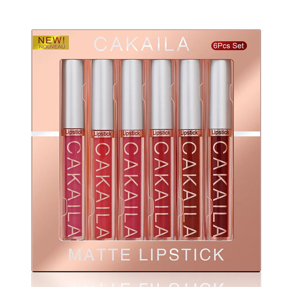 KACAILA 6/10 Colors Lipstick Set Velvet Matte Liquid Lip Gloss Non Stick Cup Waterproof Long Lasting Female Make Up of Gift Set