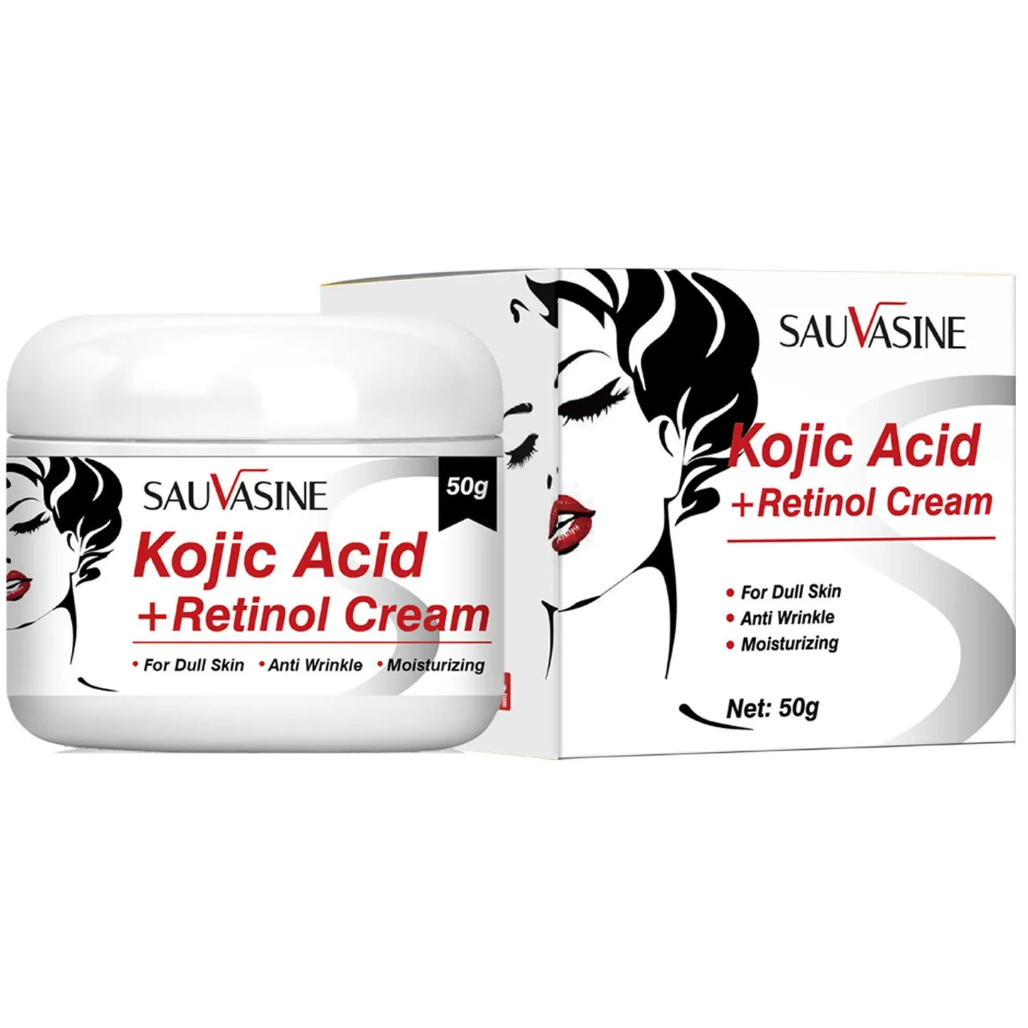 Kojic Acid Face Cream Retinol Facial Brightening and Moisturizing Cream Anti Aging Whitening and Oil-control Facial Cream