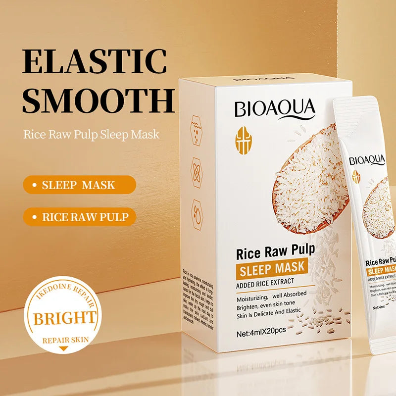 Bioaqua Rice Puree Rejuvenating Moisturizing Sleep Mask Brightening Reduce Face Fine Lines Facial Skincare