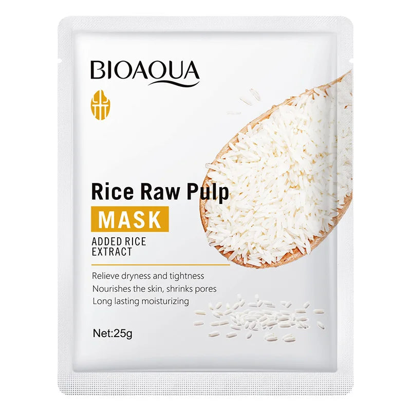 10pcs BIOAQUA Rice Raw Pulp Facial Masks skincare Moisturizing Hydrating Firming Face Mask Sheets Mask Korean Skin Care