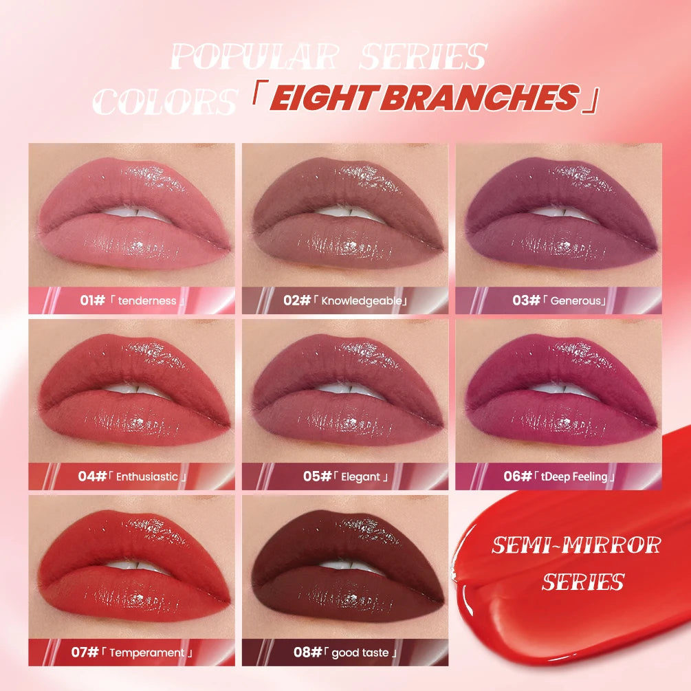 QIBEST Water Gloss Lip Glaze Moisturizing Long Lasting Sexy Red Liquid Lipstick Mirror Glossy Lip Gloss Tint Cosmetics For Women