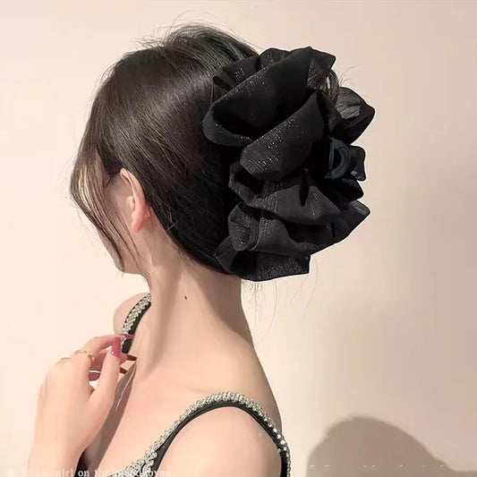 Women Elegant Three Layers Large Chiffon Bow Hair Claw Sweet Hair Decorate Headband Hair Claw Clip Fashion Hair Accessories