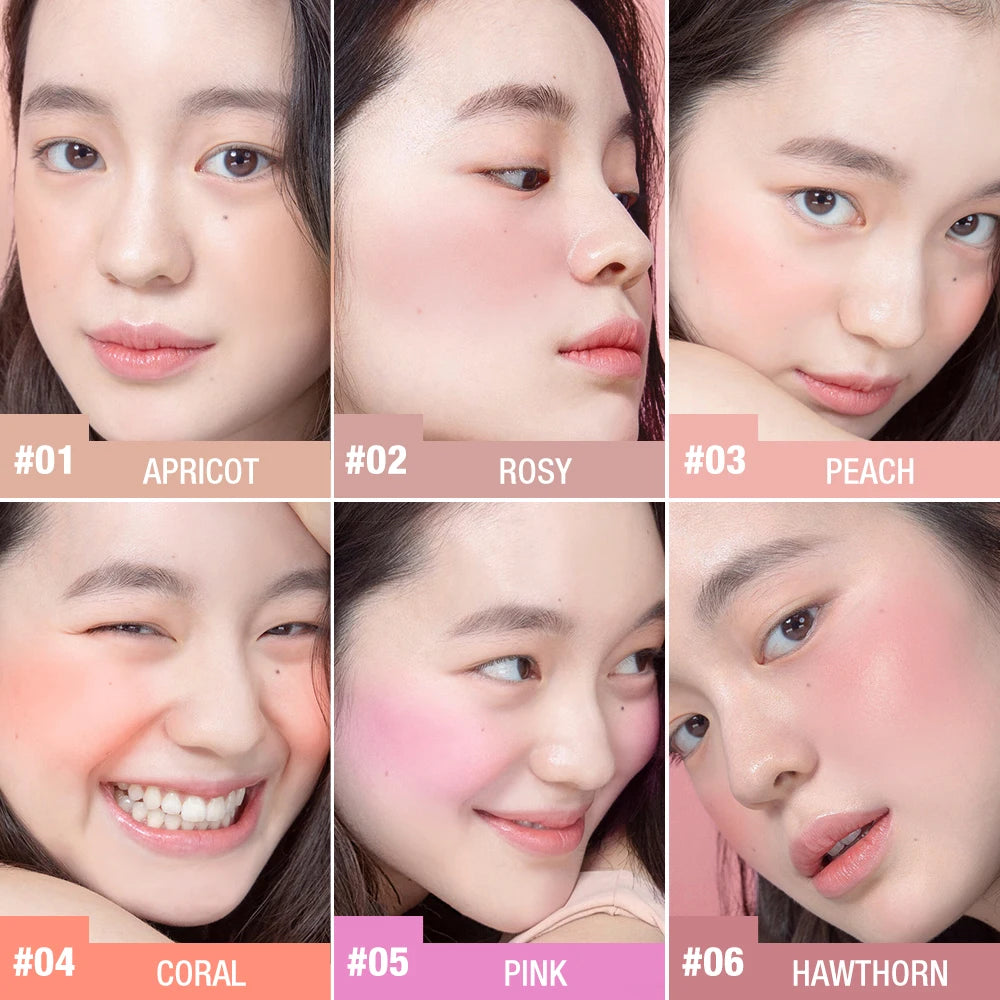 O.TWO.O Coral Pink Makeup Blush Mineral Soft Blush Powder Natural Cheek Contour Palette Shadow Matte Rouge Powder Blusher