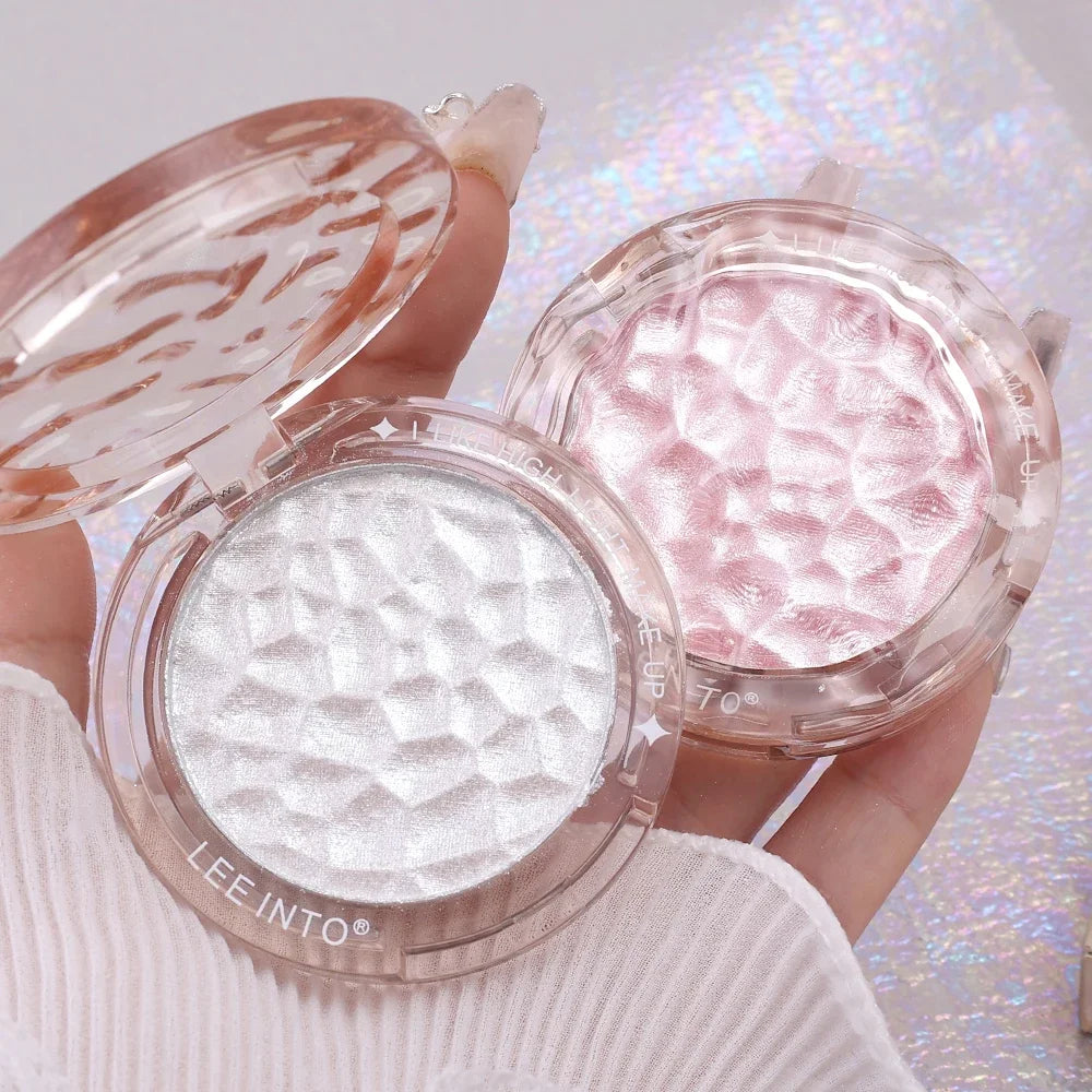 Monochrome Glitter Highlighter Makeup Palette Waterproof Pearlescent White Pink Silver Brightening High Gloss Facial Illuminator