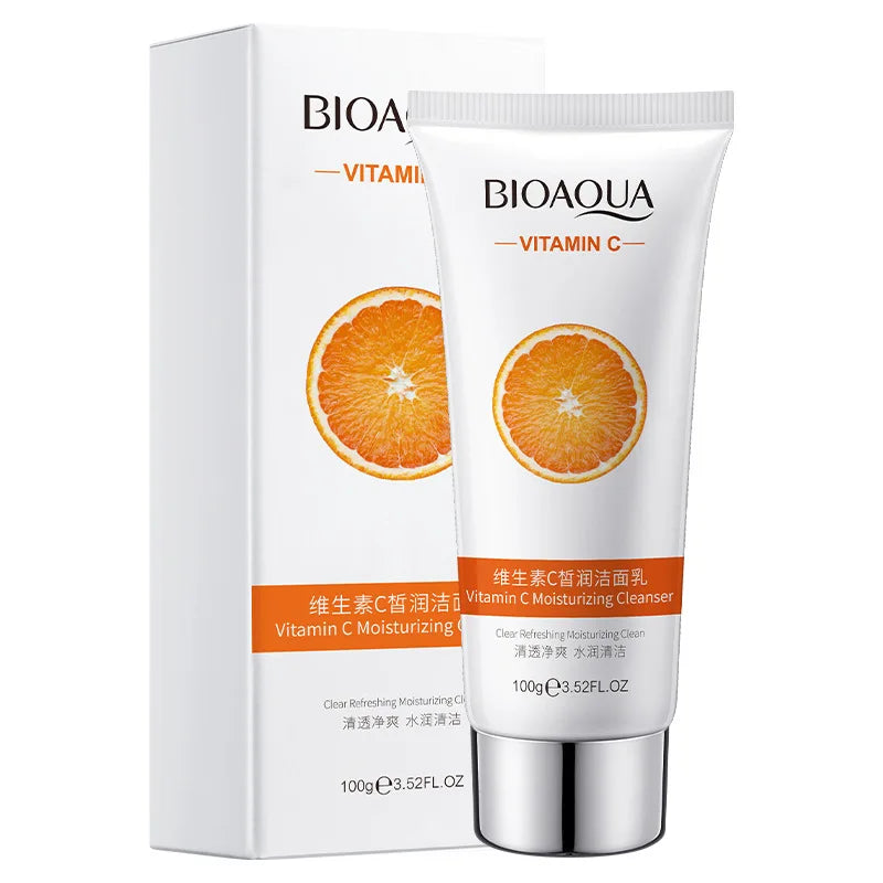 BIOAQUA Vitamin C Facial Cleanser Deeply Cleansing Oil Control Moisturizing Blackhead Removal Skin Care Face Wash Foam Cleanser