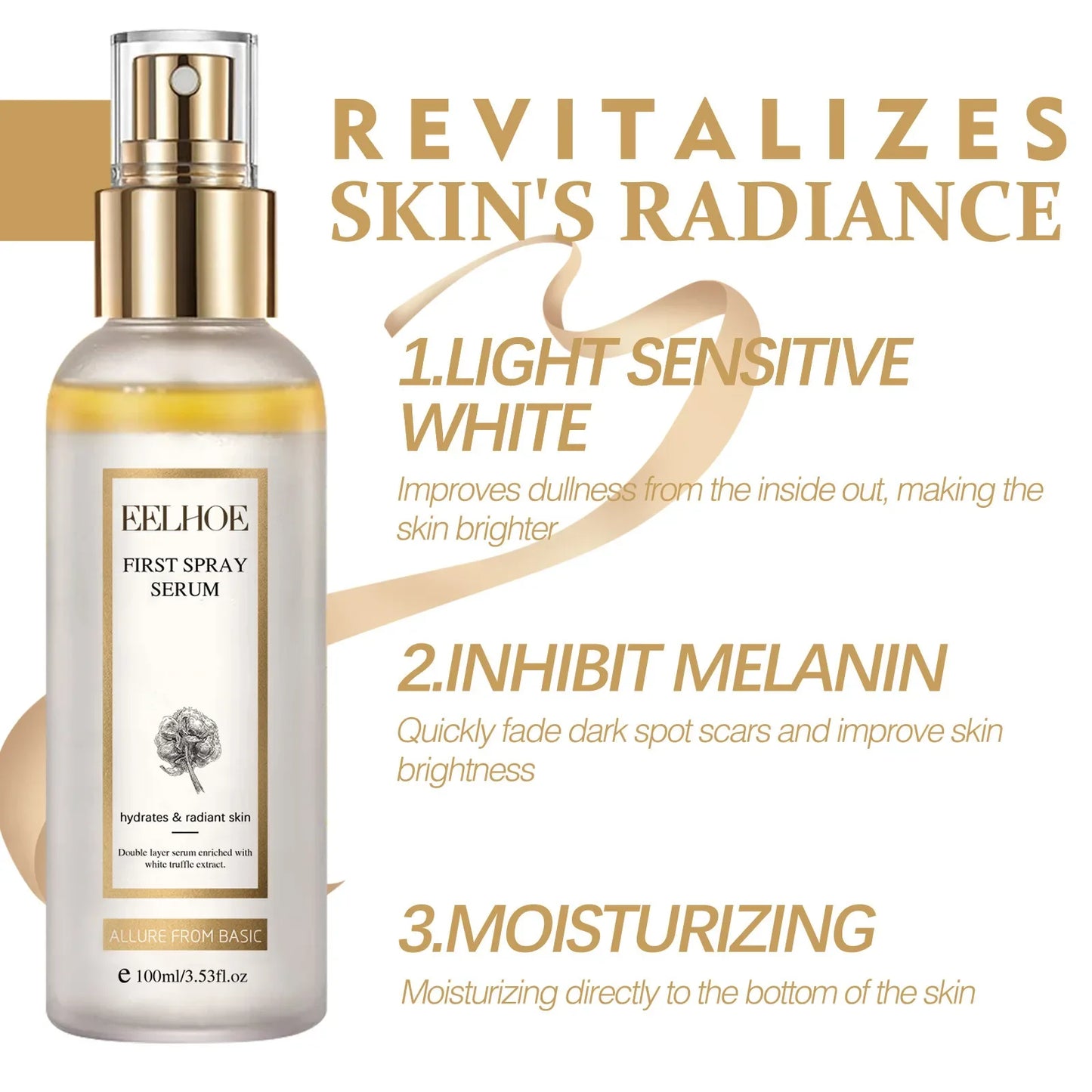 EELHOE Melanin Correcting Serum Fade Dark Spot Freckle Melasma Removal Whitening Moisturize Anti Aging White Truffle First Spray