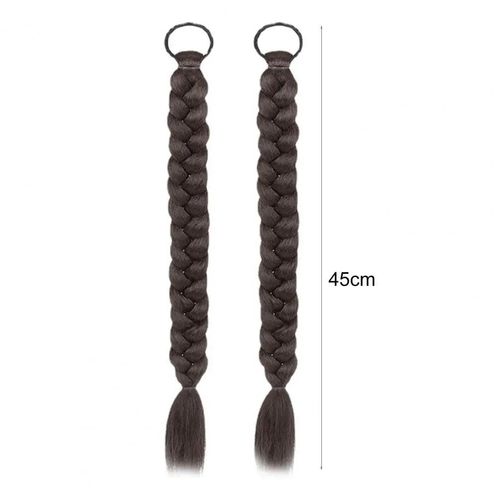 1 Pair 45cm Women Wig Natural Makeup Tool High Temperature Silk Cute Double Ponytails Wig Synthetic Long Braided Hair Extensions